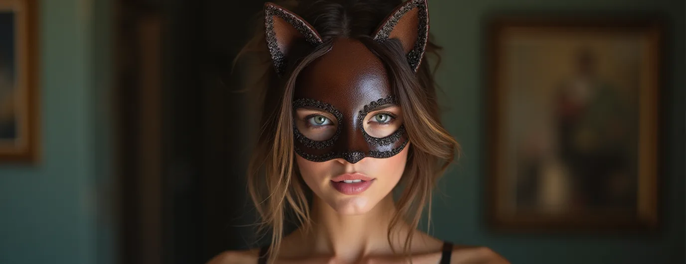 Frau mit Katzenmaske, Portrait